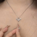 Moving Cupid Heart Angel Wings Tassel Necklace With Crystal Clavicle Chain Women Jewelry Gift Valentine's Day | Orazek UK Ltd