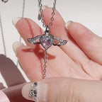 Moving Cupid Heart Angel Wings Tassel Necklace With Crystal Clavicle Chain Women Jewelry Gift Valentine's Day | Orazek UK Ltd