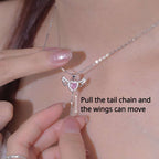 Moving Cupid Heart Angel Wings Tassel Necklace With Crystal Clavicle Chain Women Jewelry Gift Valentine's Day | Orazek UK Ltd