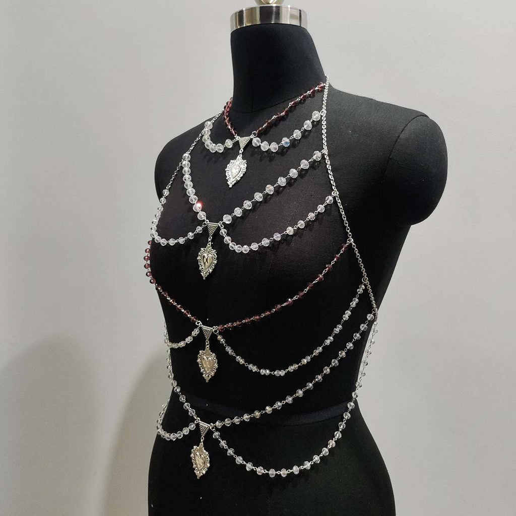 Multi-layer Chest Necklace Stainless Steel Bracelet Love Pendant Body Chains | Orazek UK Ltd
