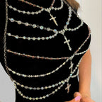 Multi-layer Chest Necklace Stainless Steel Bracelet Love Pendant Body Chains | Orazek UK Ltd