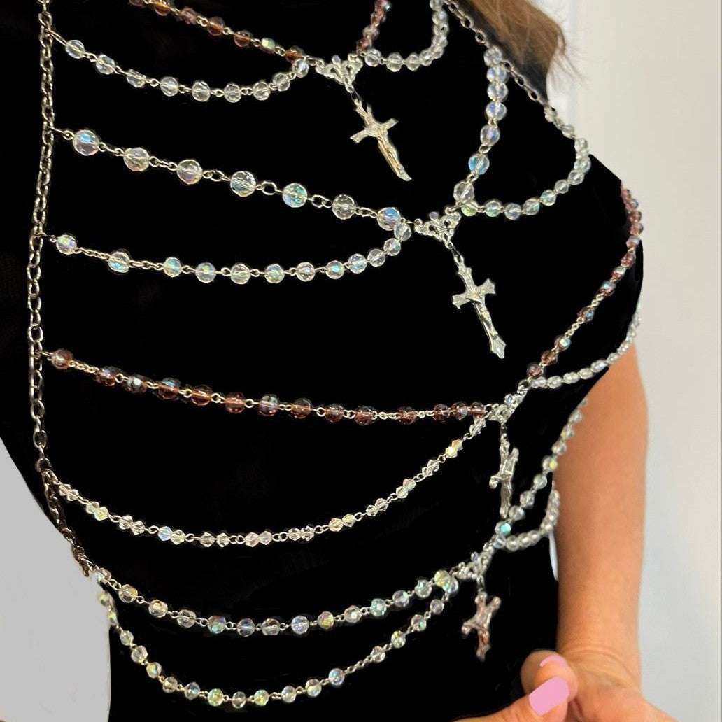 Multi-layer Chest Necklace Stainless Steel Bracelet Love Pendant Body Chains Orazek UK Ltd