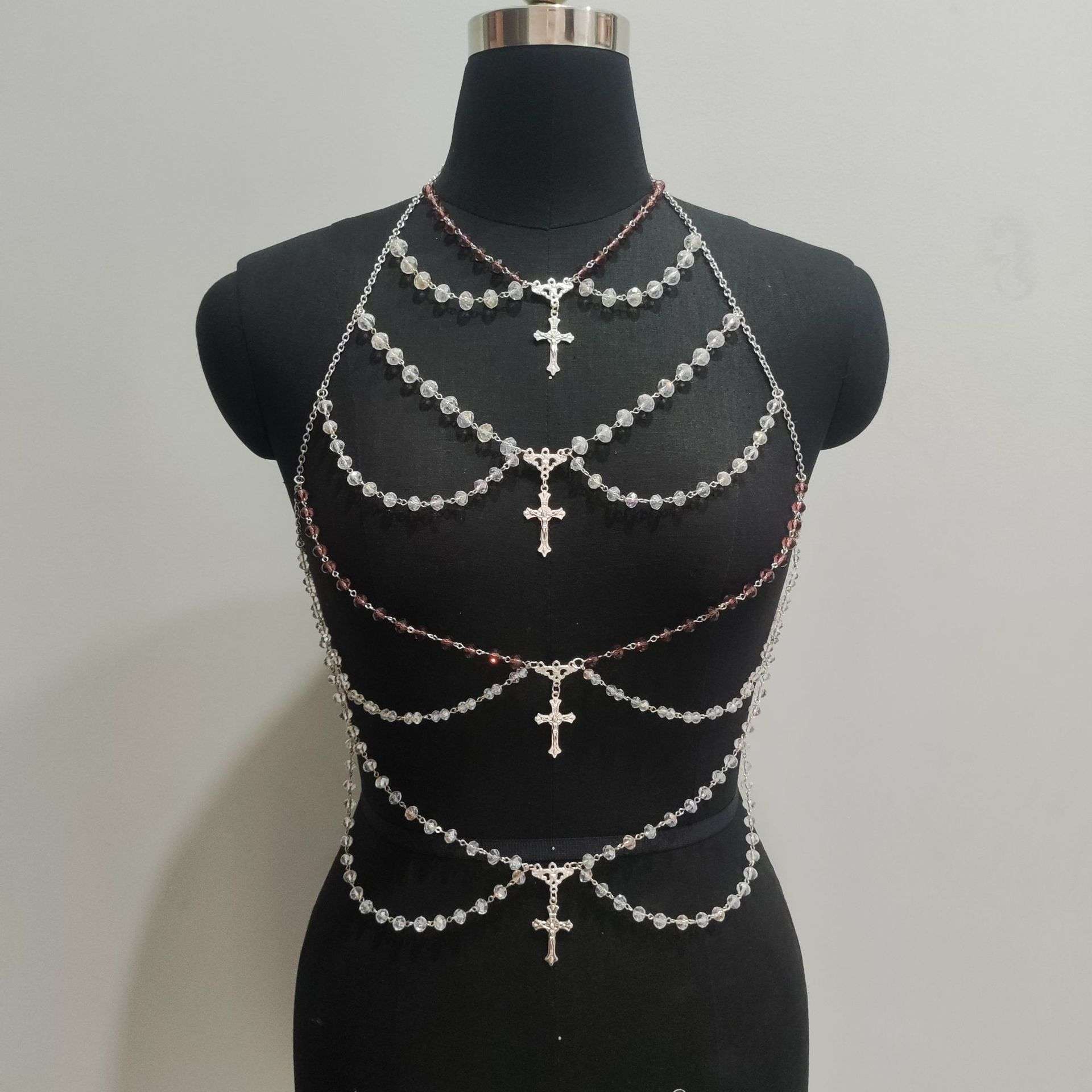 Multi-layer Chest Necklace Stainless Steel Bracelet Love Pendant Body Chains Orazek UK Ltd
