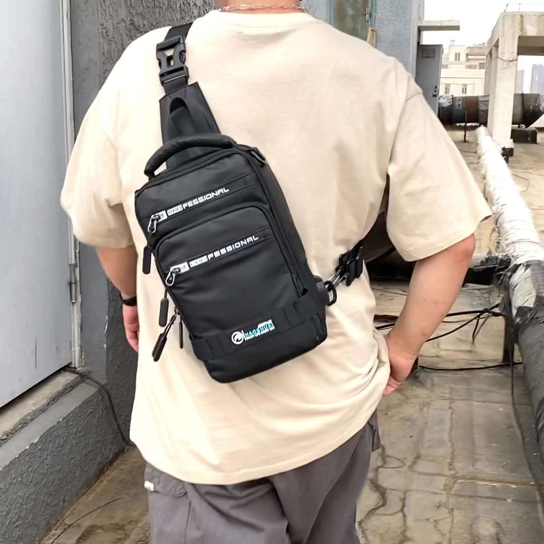 Multifunction Bags For Men Nylon Backpack Crossbody Shoulder Bag With USB Charging Port Chest Bags Pack | Orazek UK Ltd