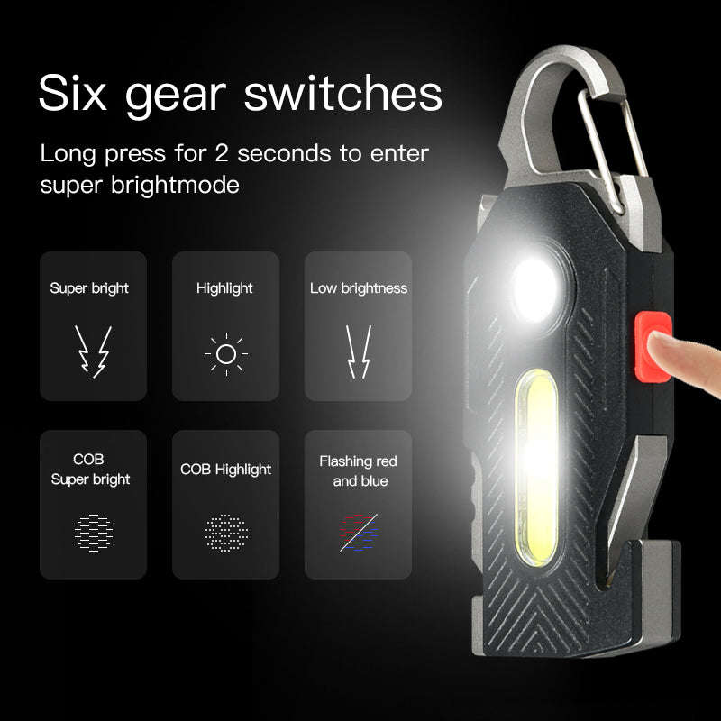 Multifunctional Charging Emergency Light Convenient Keychain Work Light COB High Brightness Maintenance Light Outdoor Camping LED Light | Orazek UK Ltd