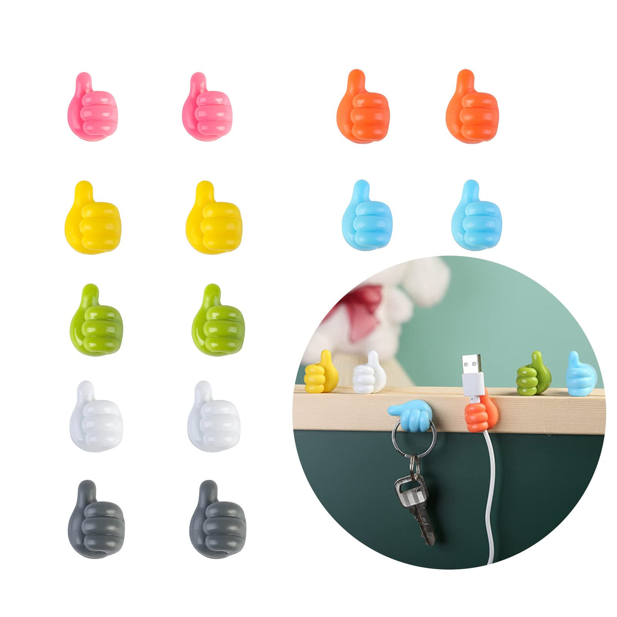 Multifunctional Clip Holder Thumb Hooks Wire Organizer Wall Hooks Hanger Strong Wall Storage Holder For Kitchen Bathroom | Orazek UK Ltd