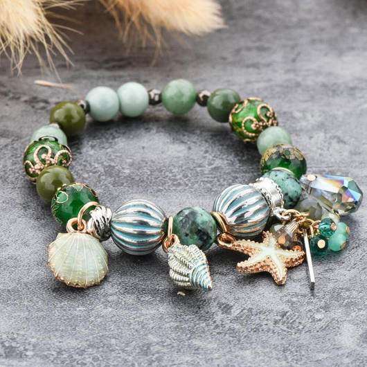 National Style Black Natural Stone Shell Beach Bracelet Jewelry Orazek UK Ltd