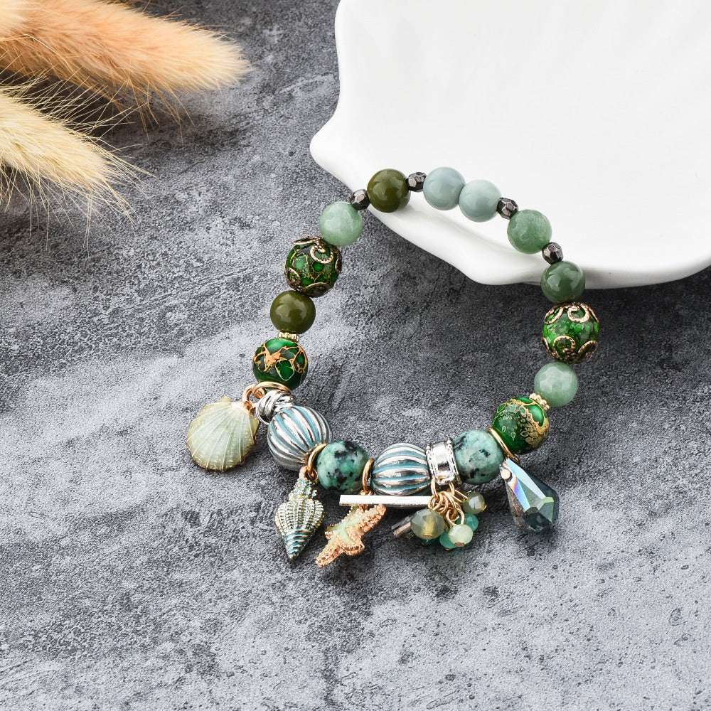 National Style Black Natural Stone Shell Beach Bracelet Jewelry Orazek UK Ltd