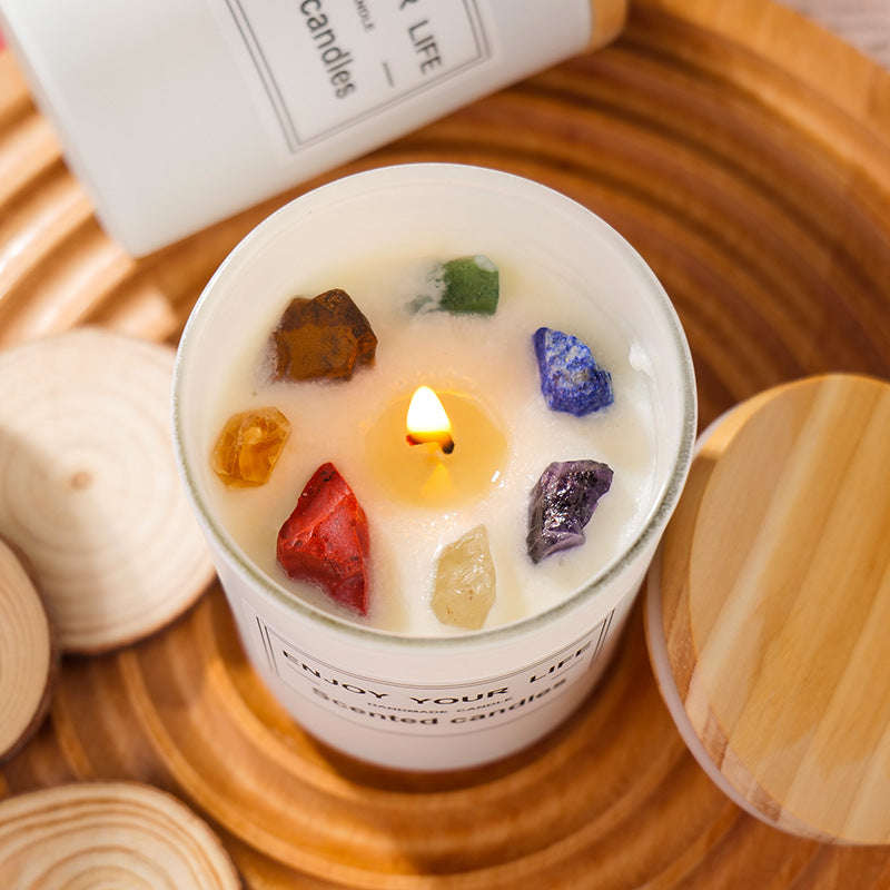 Natural Crystal Stone Aromatherapy Candle Soy Wax Smokeless Candles Gift Box Christmas Hand Gift Orazek UK Ltd