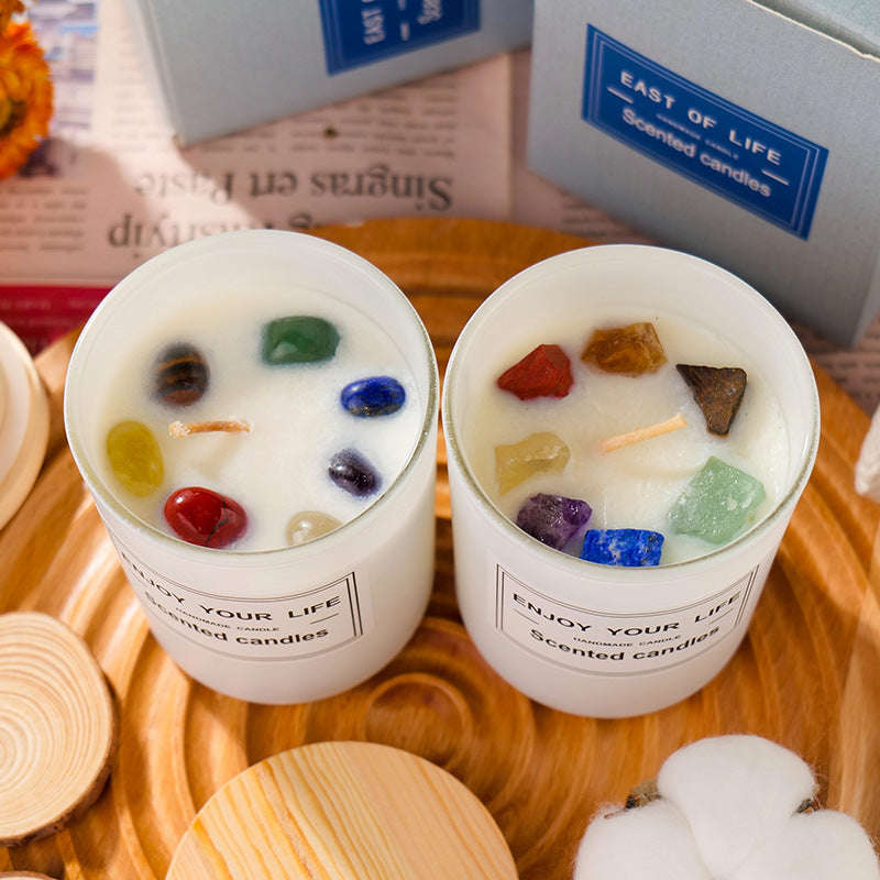 Natural Crystal Stone Aromatherapy Candle Soy Wax Smokeless Candles Gift Box Christmas Hand Gift Orazek UK Ltd