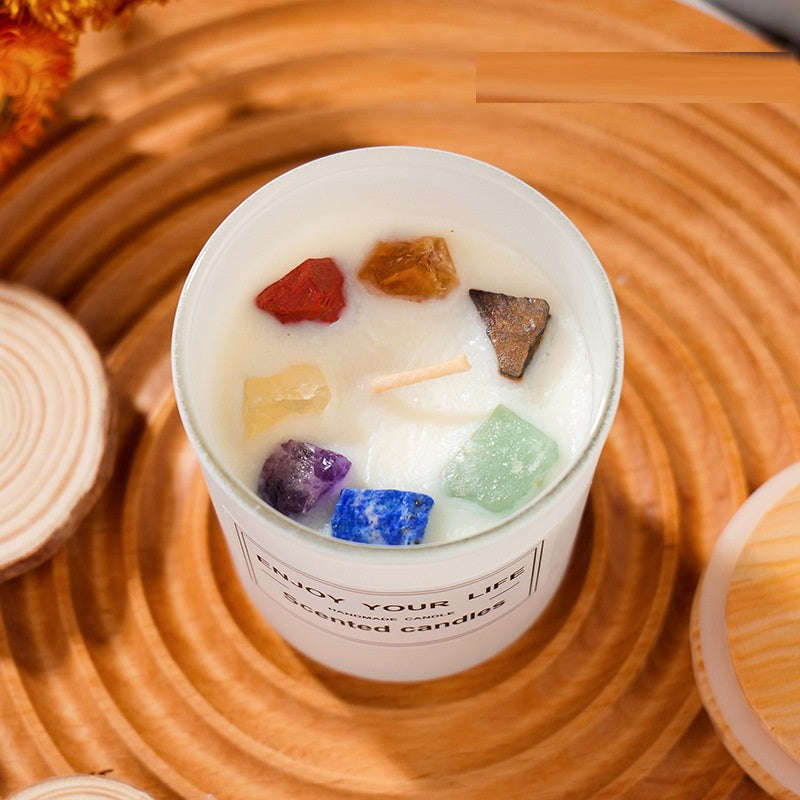 Natural Crystal Stone Aromatherapy Candle Soy Wax Smokeless Candles Gift Box Christmas Hand Gift Orazek UK Ltd