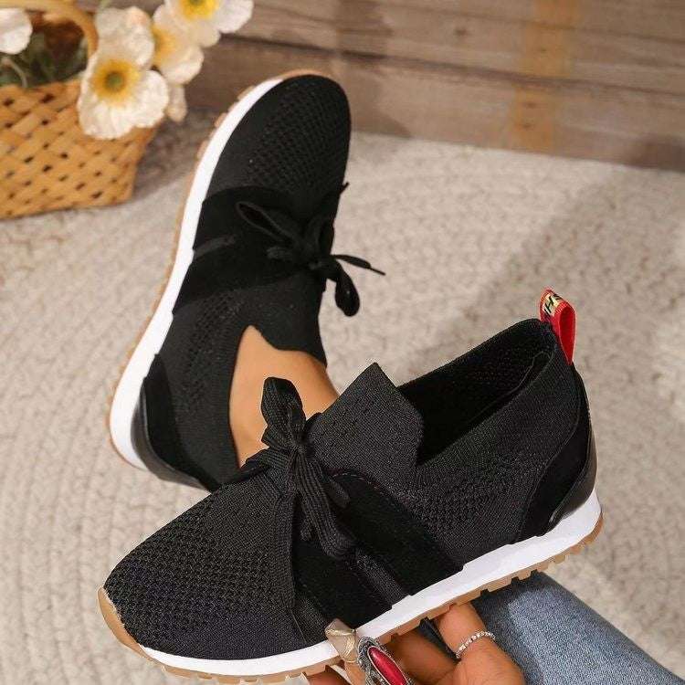 New Lace Up Mesh Flats Breathable Casual Breathable Walking Wedges Shoes For Women | Orazek UK Ltd