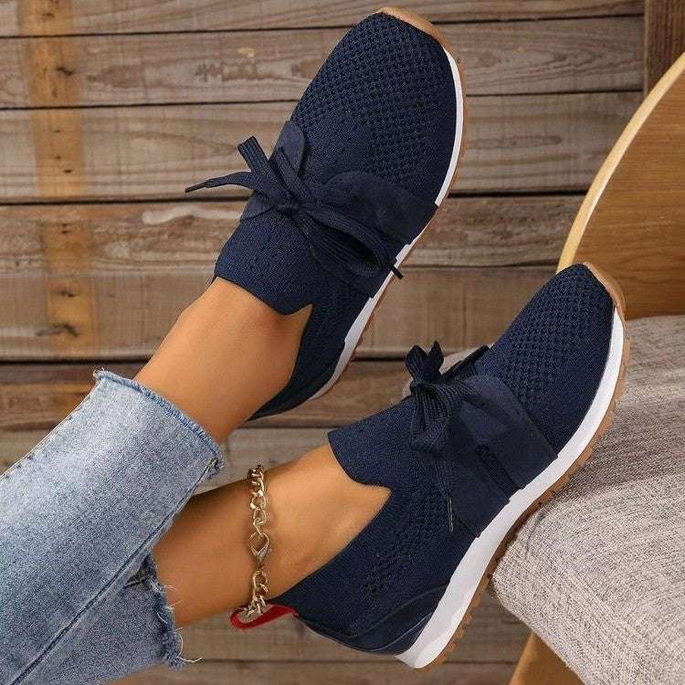 New Lace Up Mesh Flats Breathable Casual Breathable Walking Wedges Shoes For Women | Orazek UK Ltd
