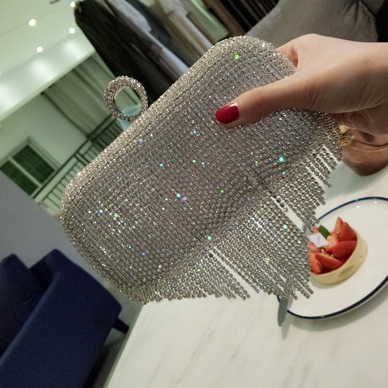 New shiny diamond ladies fringed hand bag night party party bride Xiekua package | Orazek UK Ltd