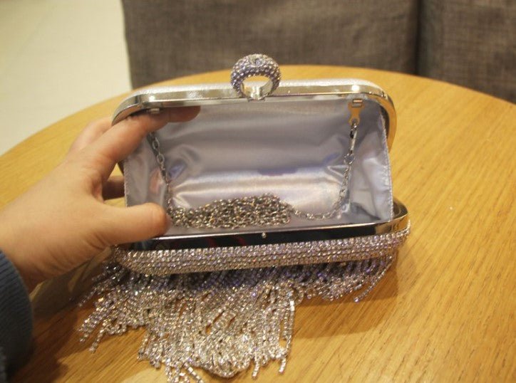 New shiny diamond ladies fringed hand bag night party party bride Xiekua package | Orazek UK Ltd