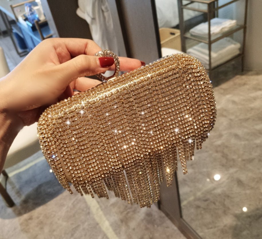 New shiny diamond ladies fringed hand bag night party party bride Xiekua package | Orazek UK Ltd