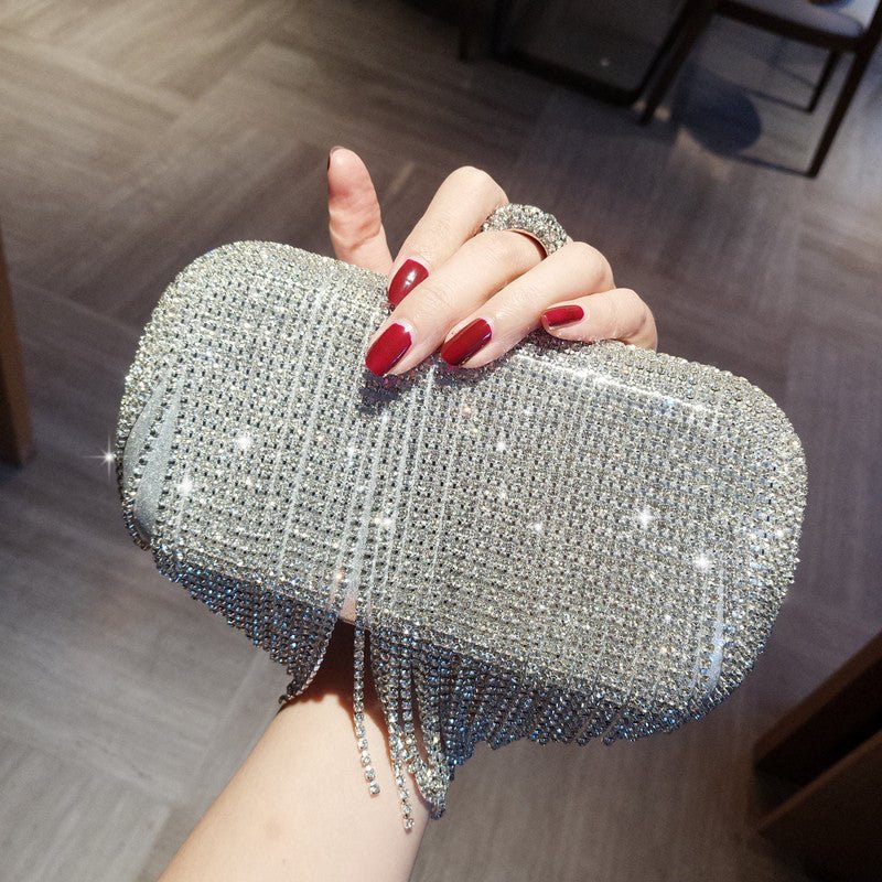New shiny diamond ladies fringed hand bag night party party bride Xiekua package | Orazek UK Ltd