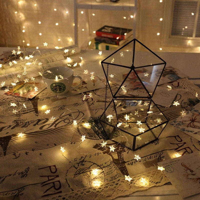 Newsoo copper line star lights LED lights flashing lights string lights star girl heart room dormitory layout decoration | Orazek UK Ltd