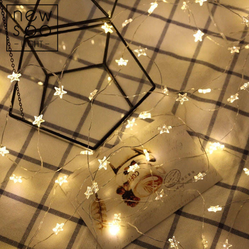 Newsoo copper line star lights LED lights flashing lights string lights star girl heart room dormitory layout decoration | Orazek UK Ltd