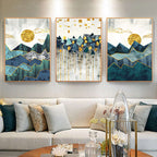 Nordic Abstract Geometric Mountain Landscape Wall Art Canvas Painting Poster | Orazek UK Ltd