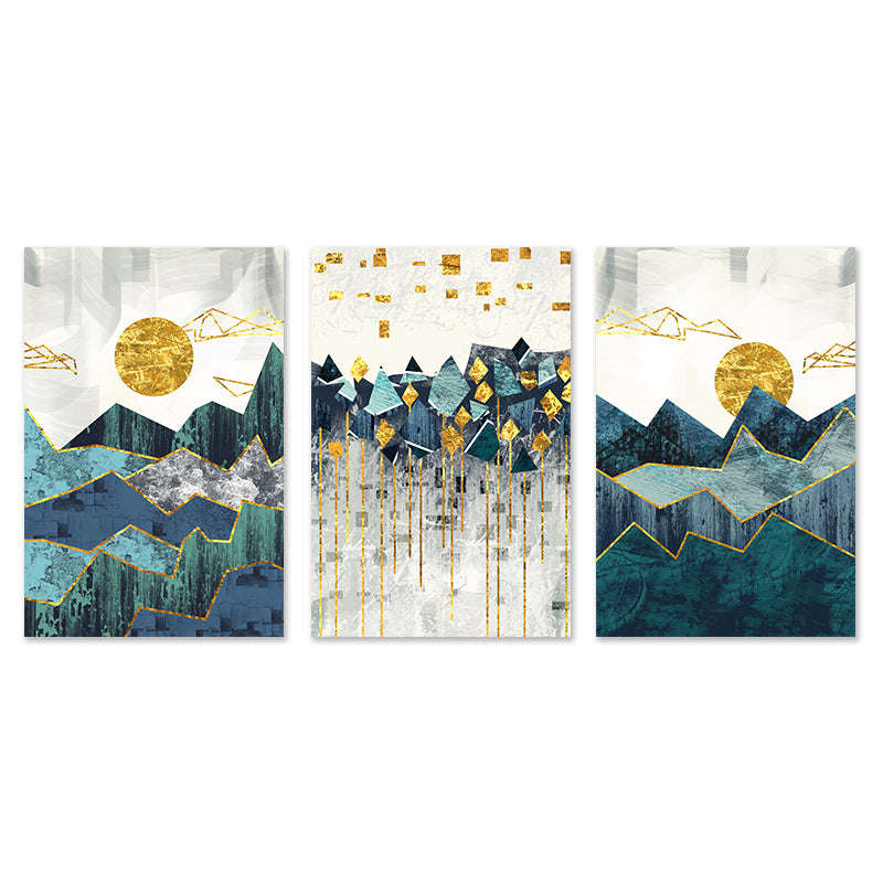 Nordic Abstract Geometric Mountain Landscape Wall Art Canvas Painting Poster | Orazek UK Ltd