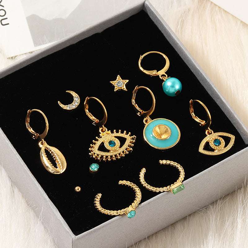 Orazek Gold Plated Personalized all-match Ocean Blue colour shell earring set | Orazek UK Ltd