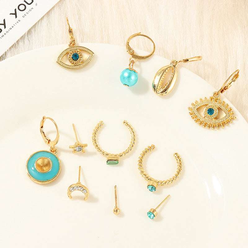 Orazek Gold Plated Personalized all-match Ocean Blue colour shell earring set | Orazek UK Ltd