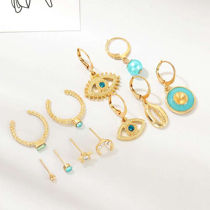 Orazek Gold Plated Personalized all-match Ocean Blue colour shell earring set | Orazek UK Ltd