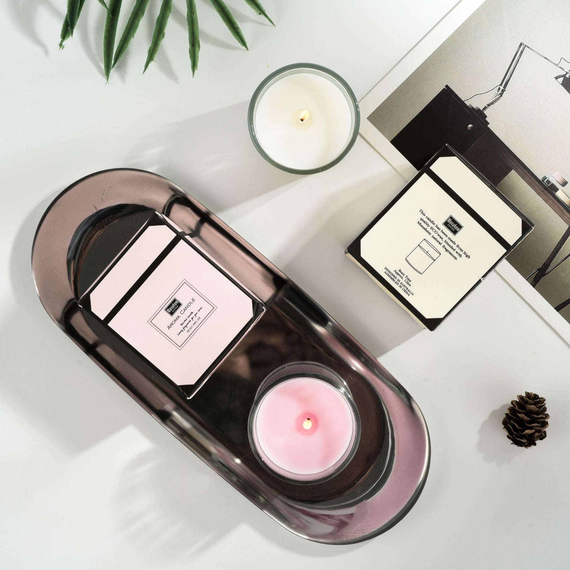 Plant Candles Aromatherapy Glass Romantic Fragrance Orazek UK Ltd