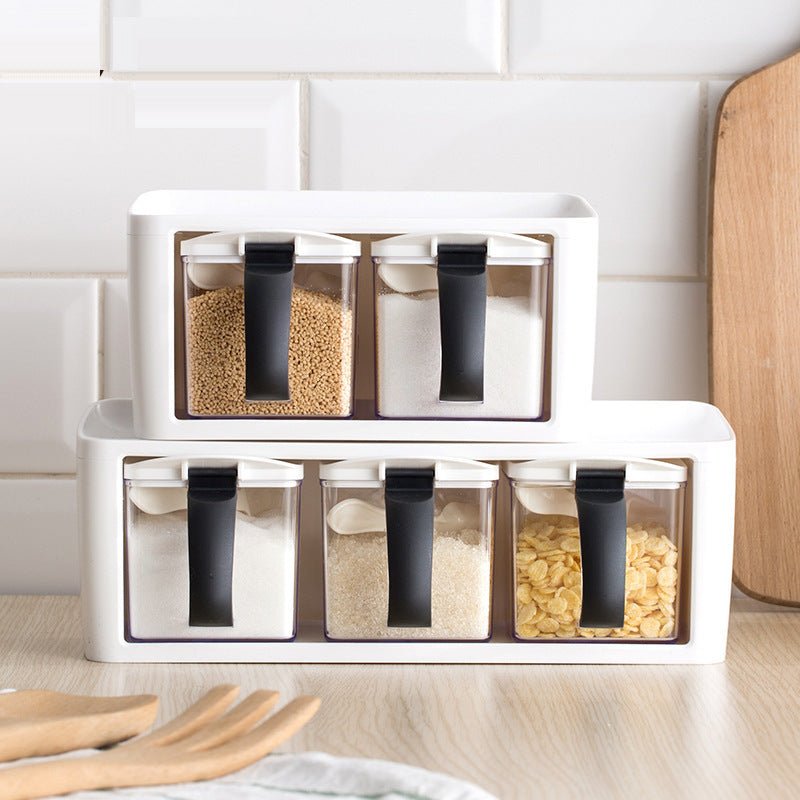 Plastic Spice Rack Stacked Storage Seasoning Boxes Spice Jars With Handle Spoon Kitchen Storage Container for Herb Condiment | Orazek UK Ltd