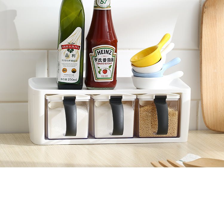 Plastic Spice Rack Stacked Storage Seasoning Boxes Spice Jars With Handle Spoon Kitchen Storage Container for Herb Condiment | Orazek UK Ltd
