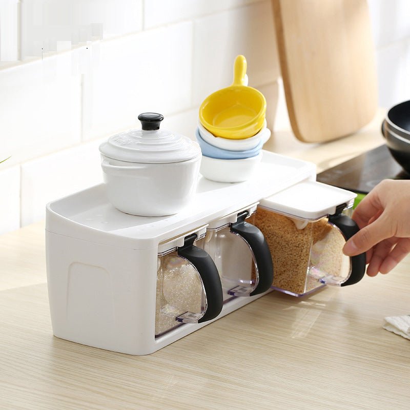 Plastic Spice Rack Stacked Storage Seasoning Boxes Spice Jars With Handle Spoon Kitchen Storage Container for Herb Condiment | Orazek UK Ltd