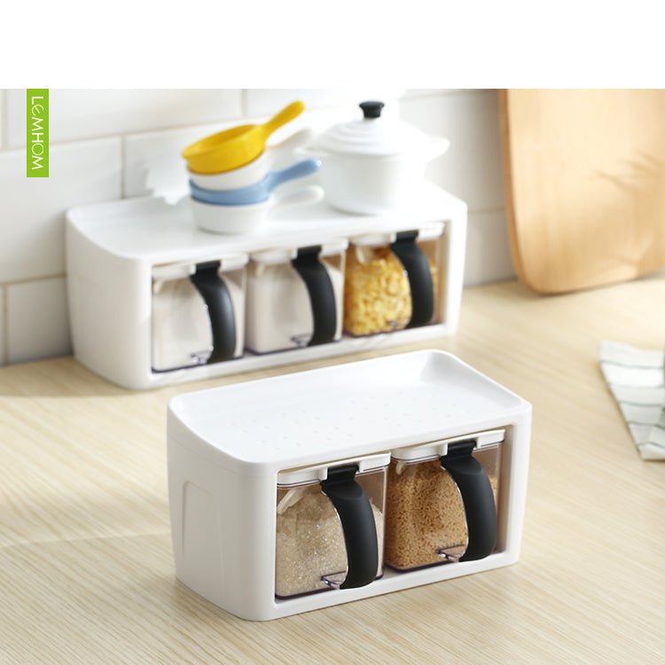 Plastic Spice Rack Stacked Storage Seasoning Boxes Spice Jars With Handle Spoon Kitchen Storage Container for Herb Condiment | Orazek UK Ltd