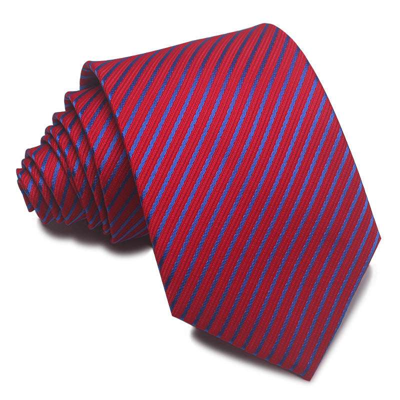 Polyester Jacquard Striped Tie Men's Business Formal Red Black Blue | Orazek UK Ltd