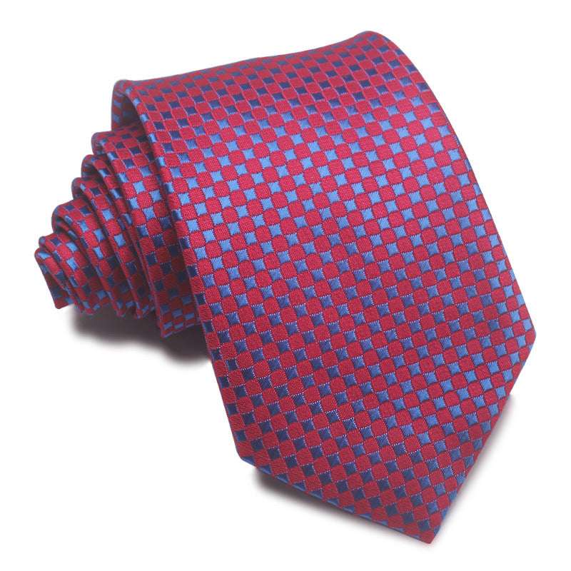 Polyester Jacquard Striped Tie Men's Business Formal Red Black Blue | Orazek UK Ltd
