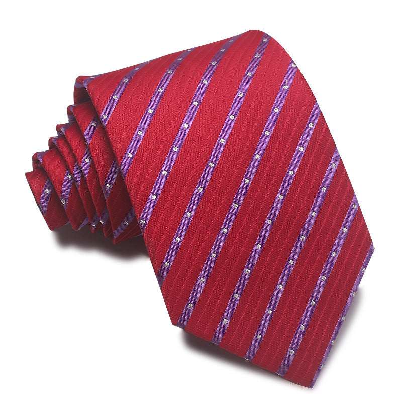 Polyester Jacquard Striped Tie Men's Business Formal Red Black Blue | Orazek UK Ltd