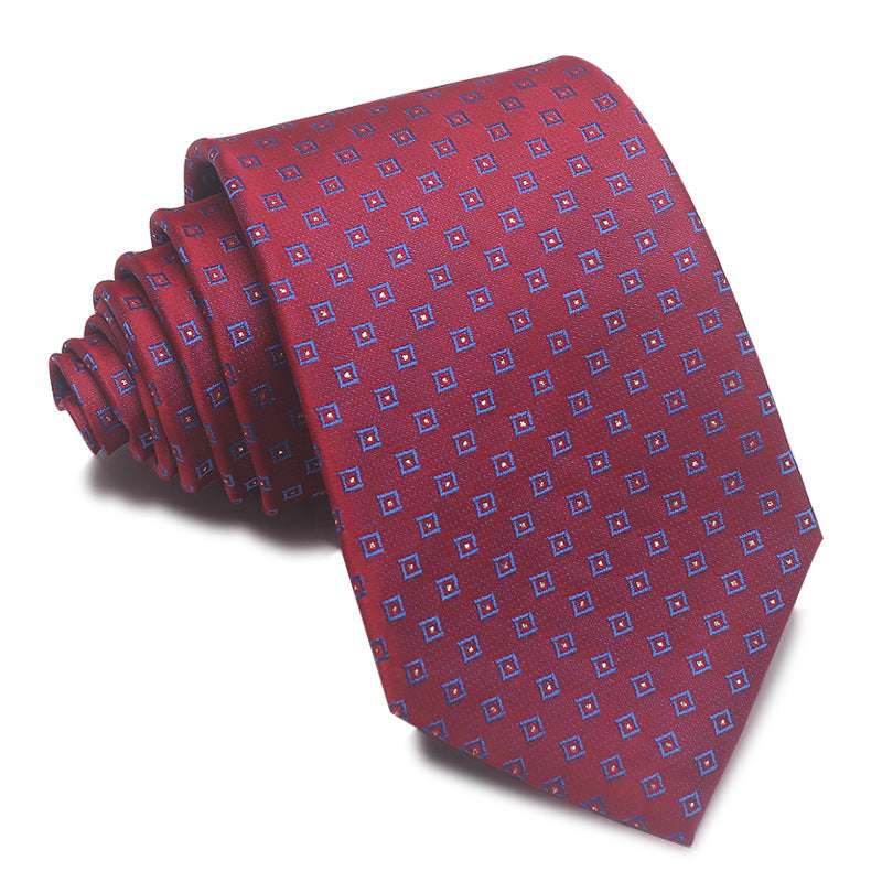 Polyester Jacquard Striped Tie Men's Business Formal Red Black Blue | Orazek UK Ltd