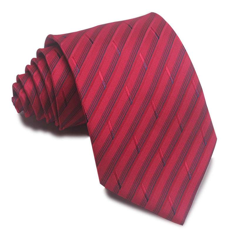 Polyester Jacquard Striped Tie Men's Business Formal Red Black Blue | Orazek UK Ltd
