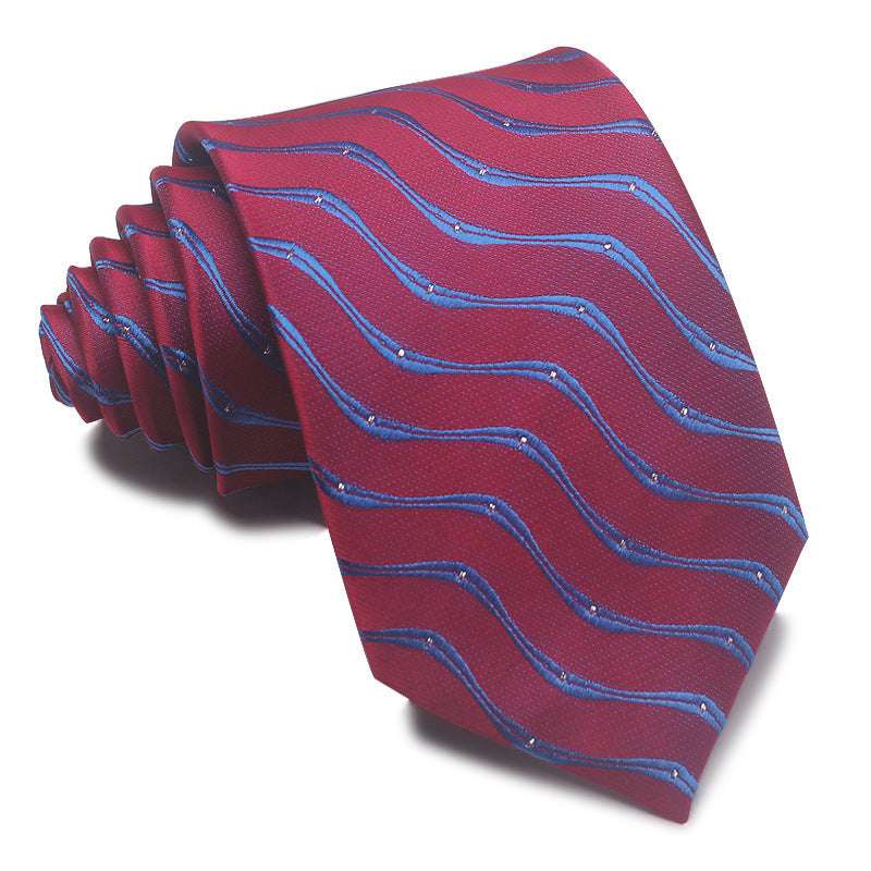 Polyester Jacquard Striped Tie Men's Business Formal Red Black Blue | Orazek UK Ltd