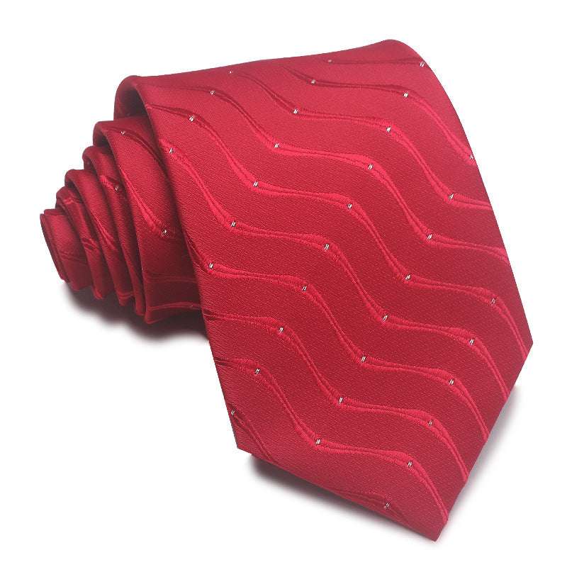 Polyester Jacquard Striped Tie Men's Business Formal Red Black Blue | Orazek UK Ltd