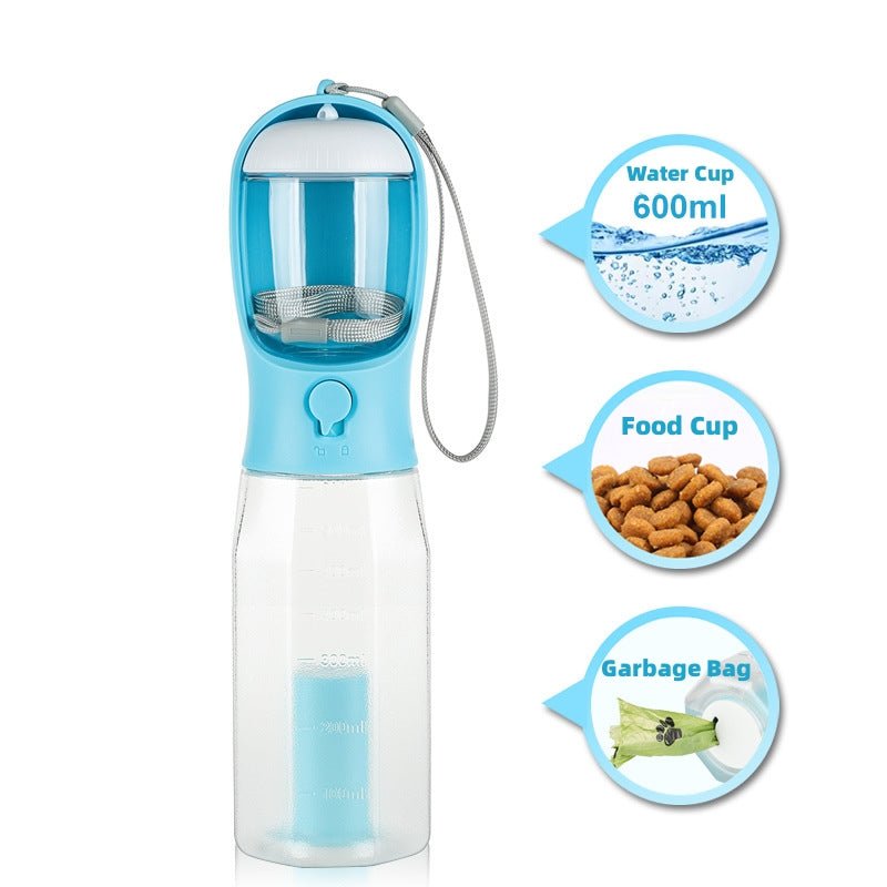 Portable Cat Dog Water Bottle Food Feeder Drinker Poop Dispenser 3 In 1 Leak-proof Multifunctional Dog Water Bottle Pet Products | Orazek UK Ltd