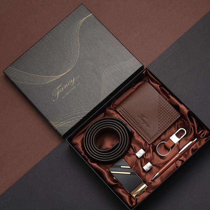 Practical Men's Tiandigai Gift Set Belt Wallet Keychain Pen 4-Piece Gift Box | Orazek UK Ltd