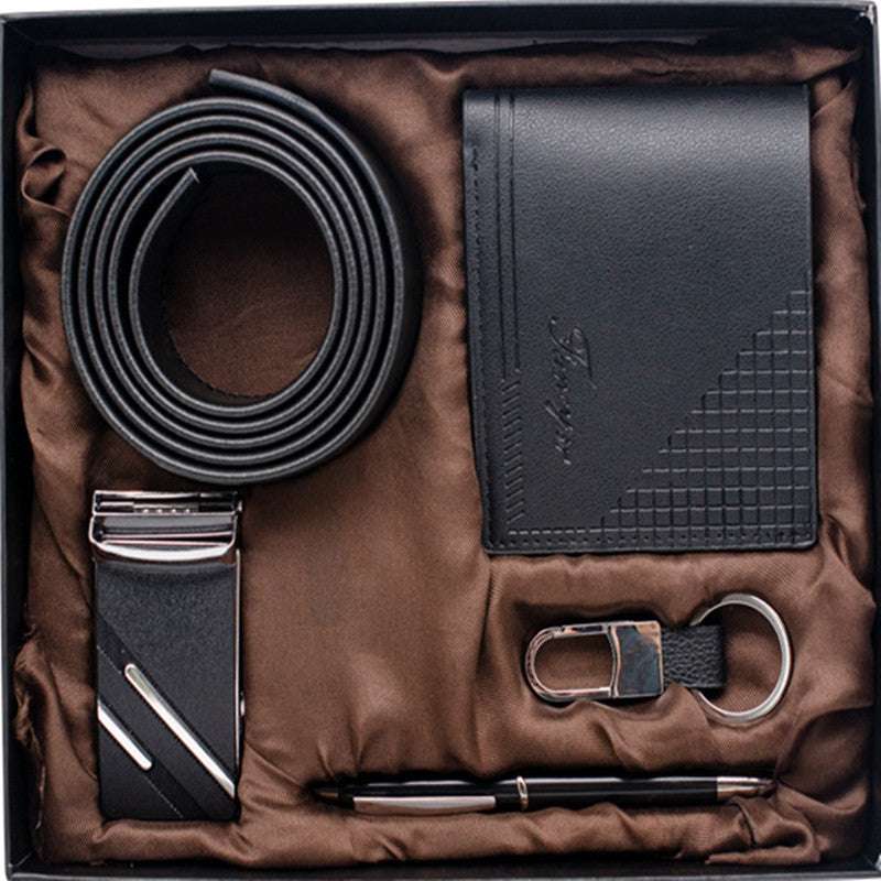 Practical Men's Tiandigai Gift Set Belt Wallet Keychain Pen 4-Piece Gift Box | Orazek UK Ltd
