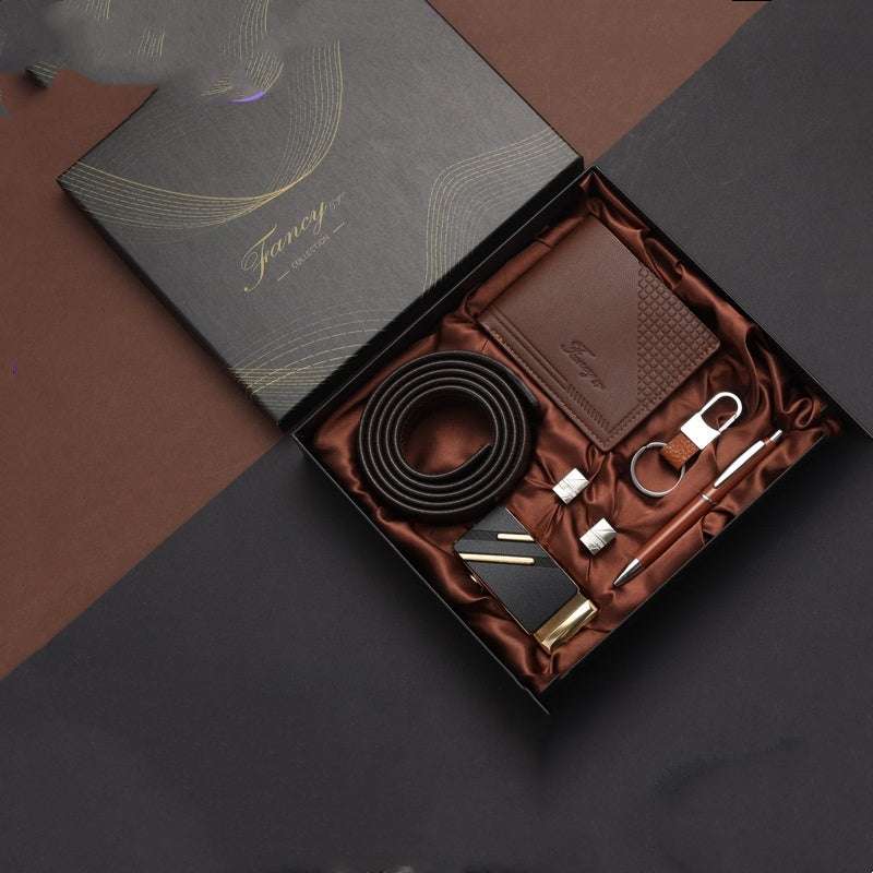 Practical Men's Tiandigai Gift Set Belt Wallet Keychain Pen 4-Piece Gift Box | Orazek UK Ltd