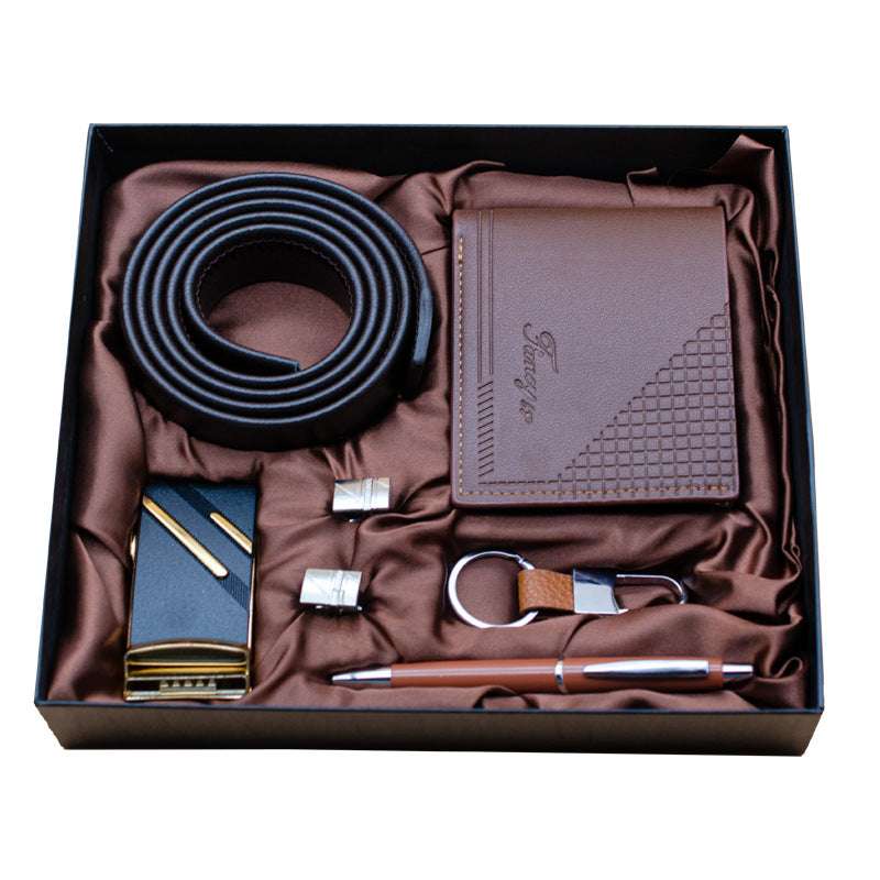Practical Men's Tiandigai Gift Set Belt Wallet Keychain Pen 4-Piece Gift Box | Orazek UK Ltd