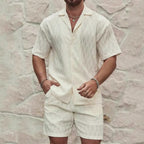 Men's Summer 2 Piece Set | Lapel Shirt & Shorts Holiday Outfit | Orazek UK