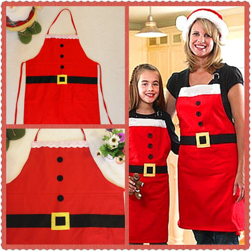 Red Merry Christmas Apron Christmas Apron For Women Girls Cake Kitchen Cook Apron For Mother's New Year Gift Unisex | Orazek UK Ltd