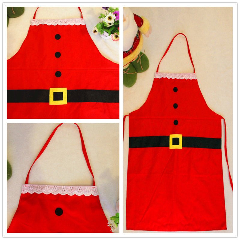 Red Merry Christmas Apron Christmas Apron For Women Girls Cake Kitchen Cook Apron For Mother's New Year Gift Unisex | Orazek UK Ltd
