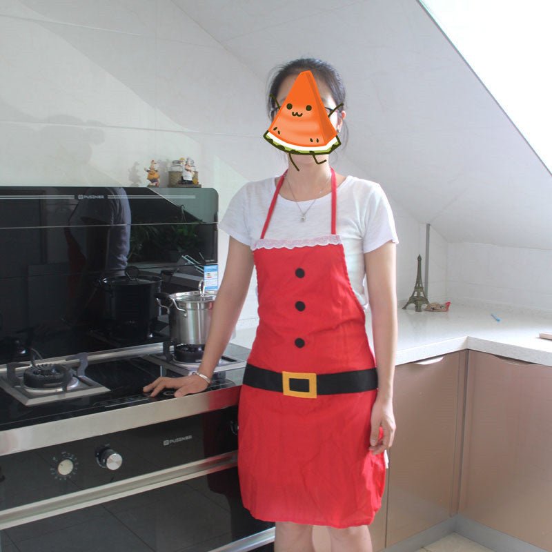 Red Merry Christmas Apron Christmas Apron For Women Girls Cake Kitchen Cook Apron For Mother's New Year Gift Unisex | Orazek UK Ltd