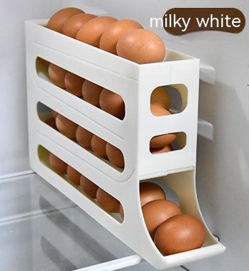 Refrigerator 4-Layer Automatic Egg Roller Sliding Egg Tray Refrigerator Side Door Large Capacity Holder Egg Storage Box Kitchen Gadgets | Orazek UK Ltd